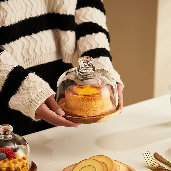 Charcuterie Snow Globes - 5 Pack Mini Cake Stand with Glass Dome Lid for Party Favors, Mini Charcuterie Snow Globes for Individual Desserts, Cupcakes & Pastries, Elegant Holiday Table Display (2PCS)