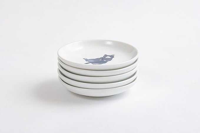 Cute Cats plates,Japense dish Mino ware,Blue glaze,Sushi Soy source dish Set of 5