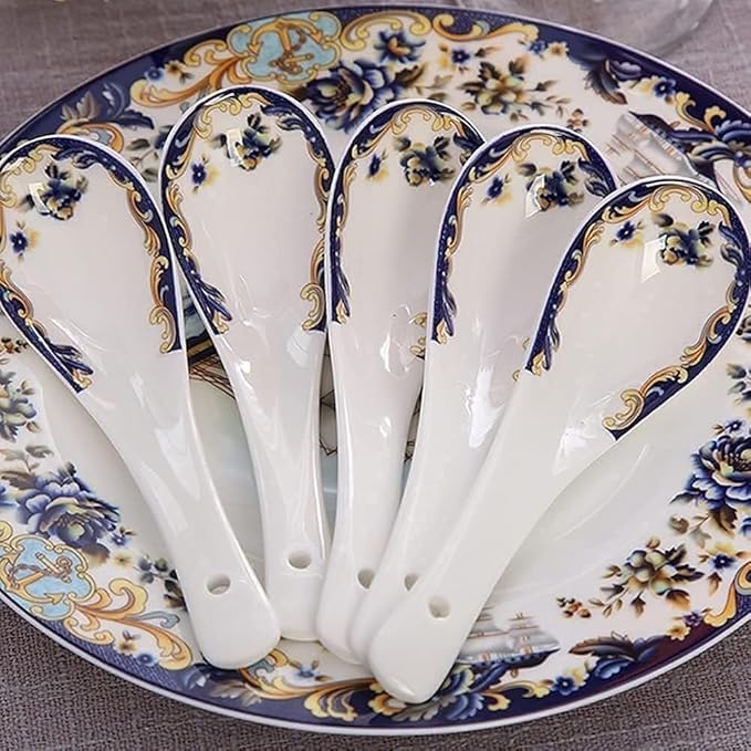 Dinnerware Sets Dish Set,58 Pcss,Bone China Porcelain Tableware Set with Plates Bowls and Dish,Sailboat Pattern Ceramic Dinner Set