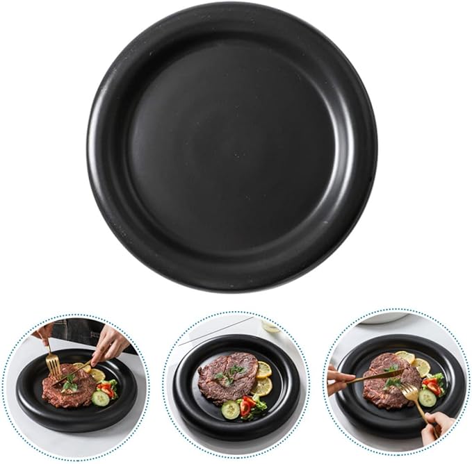 Ciieeo Ceramic Thick-edged Matte Pasta Plate European-style Food Serving Dish for Steak Salad and Dessert Reusable Ceramic Plate Easy to Clean and Multi-functional