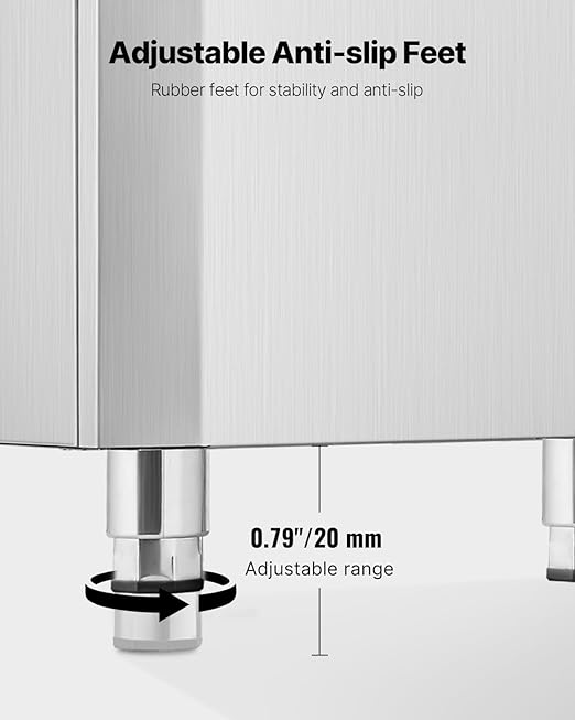 VEVOR Ice Dispenser, Ice Storage Bin with 180 Lbs Storage Capacity, 20 Lbs/Min Automatic Ice Dispensing with Crusher, Height Adjustable Feet, for Commercial Ice Maker Machine, Restaurant and Hotel