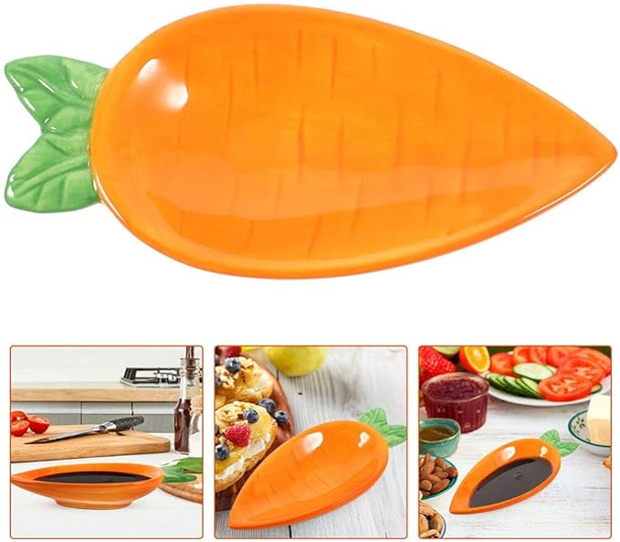 2pcs Ceramic Dishes Sauce Plates Easter Carrot Plates Tasting Dishes Ingredient for Prep Sushi Plate Digging Plate Dip Dessert Carrot Shape Bowls