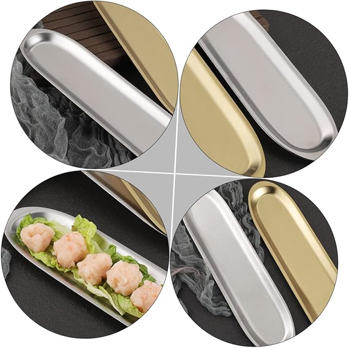 Homoyoyo Stainless Steel Cutlery Tray Silver Trays for Serving Chinese Plates BBQ Plate Multi-Function Household Tableware