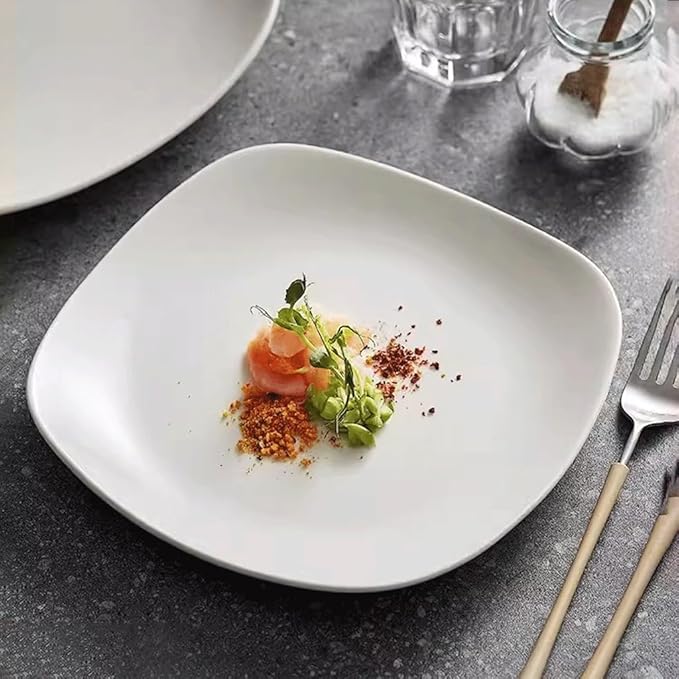 SONGCHAO Party Supplies Ceramic Dinner Plate Dish Plate Home Square Buffet Tableware Western Steak Plate Restaurant Appetizer Plate White Party Plates (Color : 9.5in)