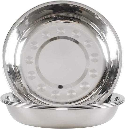 Stainless Steel Dessert Appetizer Plates, Round Lunch Plates, Small Serving Camping Salad Plate for Outdoor Camping, Pack of 4