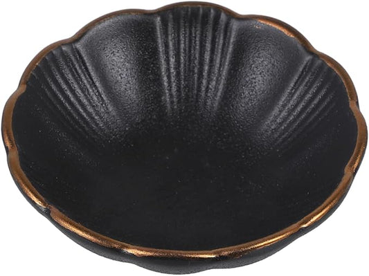 GLEAVI 2 pcs Ceramic Sauce Dish Black Appetizer Plates for Dipping Condiments for Home Restaurants and Catering Elegant Design for Fruits Nuts and Sauces