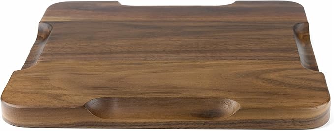 Winterworm Rustic Walnut Wooden Tray Solid Wood Serving Tray Square Rectangle Platter Tea Tray Coffee Table Tray (Large Square with Grooves（11x11x1inch）)