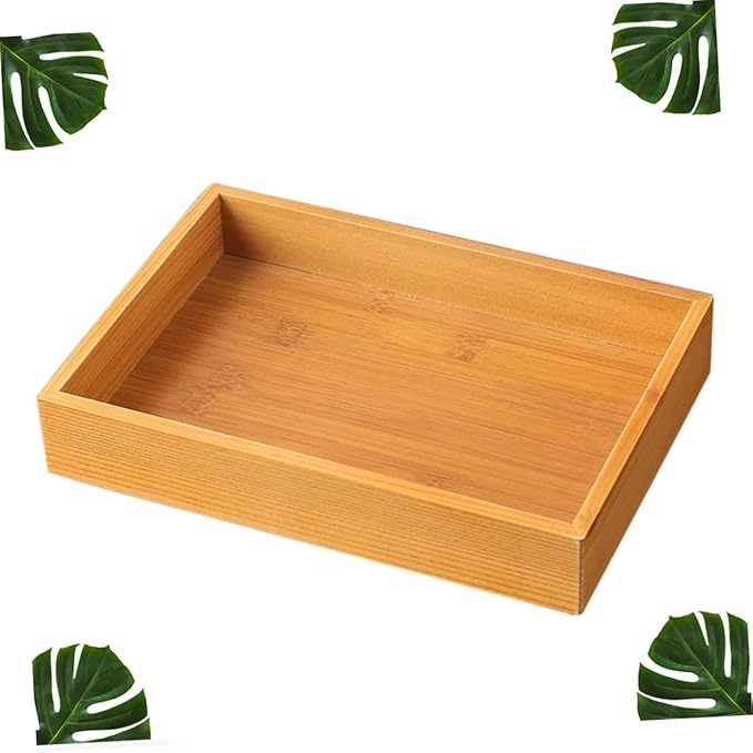 Cabilock Wooden Serving Tray Rectangular Multifunctional Desktop Food Plate for Home Kitchen Storage for Snacks Desserts Elegant