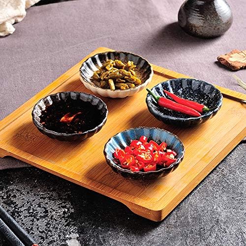 Plates Chinese Style Small Plate Ceramic Household Ketchup Sauce Plate Round Snack Plate Suitable for Snacks, Nuts, Candies Small Plates(C)
