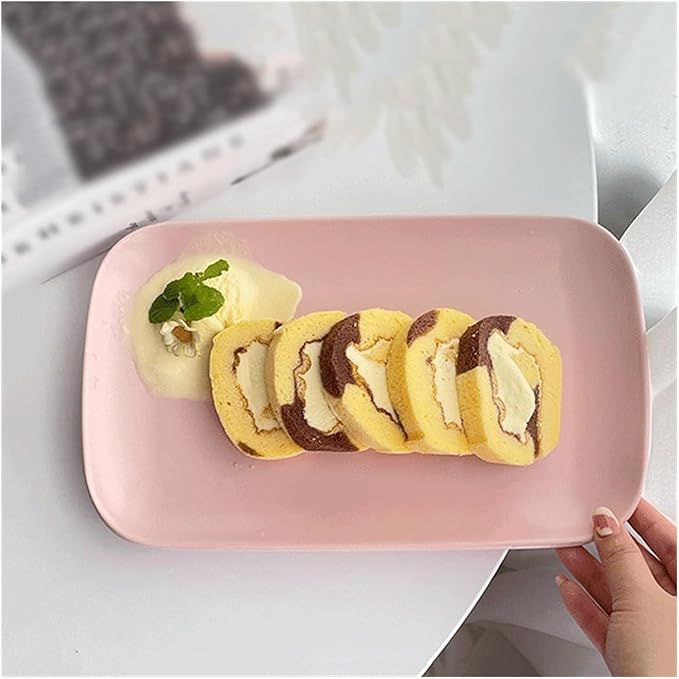 SONGCHAO Party Supplies Rectangular Dinner Plate Ceramic Home Salad Plate Restaurant Coffee Shop Fruit Plate Sushi Plate Dessert Plate Flat Party Plates (Color : A)