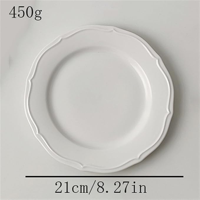 Dessert Plates Retro Lace Plate Simple Dinner Ceramic Salad Breakfast Dessert Home Restaurant Cafe Dinner Tableware(A,Large)