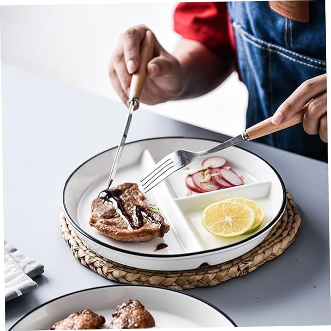 ABOOFAN Ceramic Divided Plate for Adults Stylish Food Tray with Rim Multi Functional Dish for Salads Desserts and Appetizers for Home Parties and Picnics