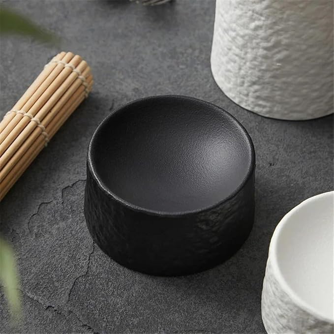 Appetizer Plates Retro Ceramic Cylindrical Dessert Plate Sushi Plate Appetizer Plate Restaurant for Condiment(Black)