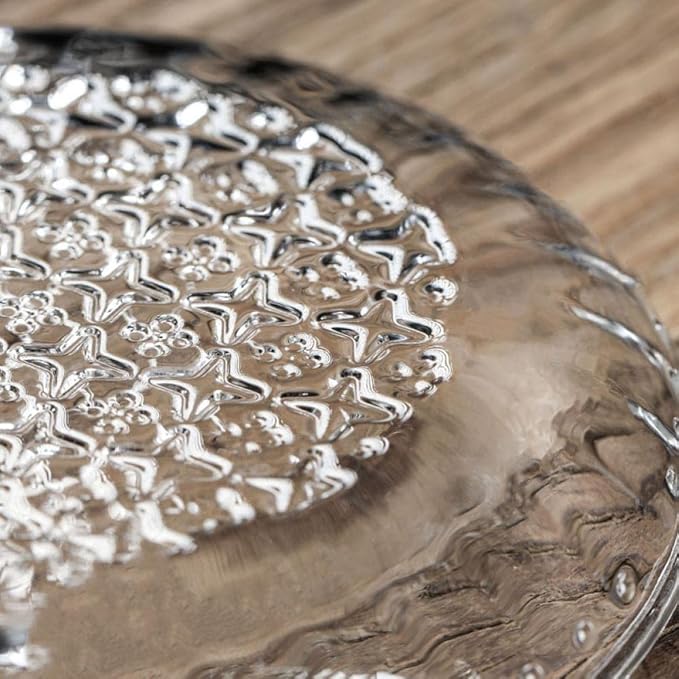 4pcs Glass Snack Plate, 5-Inch Dessert Plate, Appetizer Plate, Flower Embossed