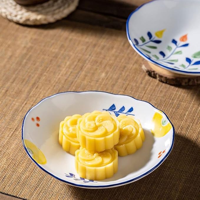 HEXEH Salad Plate 6 inch Ceramic Dessert Dishes Soy Sauce Dipping Plates Snack Fruit Appetizer Side Dishes Serving Dish Japanese Style Dinnerware Set (2pack) Plastic Plate (Color : A)