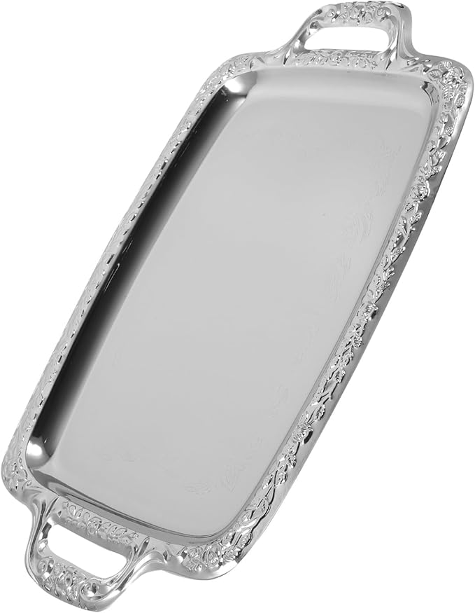 Vintage Metal Bread Serving Tray Kitchen Platter for Food Storage and Dining Table Decoration Elegant French Style Serving Plate for Home and Restaurant