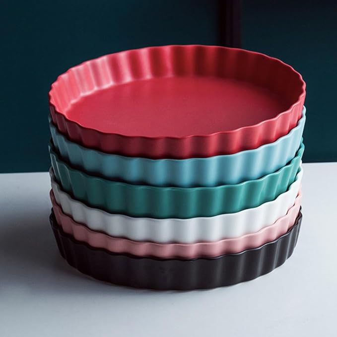 Creative Ceramic 10-inch Pink round Sushi Plate Simple Breakfast Dish Household Tableware for Home and Restaurant Use