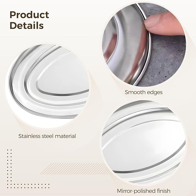12PCS Stainless Steel Oval Platter, 13.2" Heavy Duty Mirror Polish Large Sizzling Steel Dinner Plates, Anti-rust Metal Dinner Plate for Steam