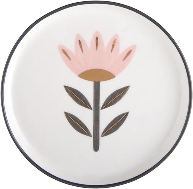 Santa Barbara Design Studio 4-Piece Appetizer Plates Set White Ceramic Dessert Plates, 6" Diameter, Flower