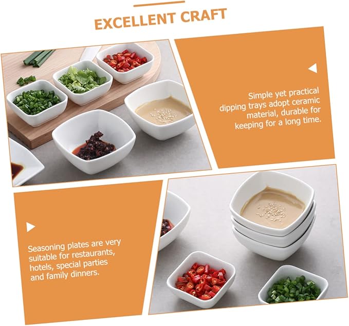 8pcs Heavy Duty Ceramic Appetizer Plates Sauce Dishes for Dipping Spice Bowl Kitchen Supplies