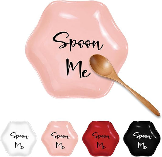 Funny Ceramic Spoon Rest for Kitchen Counter Stove Top, 5.8 Inch Heat-Resistant Utensil Holder for Cooking, Spoons, Ladles, Tongs, Cute Kitchen Decor, Housewarming Gift for Women Men (Pink)