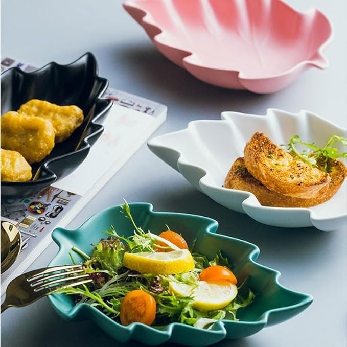 FAREWELL Dipping Bowls Leaf Shape Soy Sauce Dish Ceramic Soy Sauce Dish Appetizer Plate Condiment Sauce Bowl Salad Dessert Snack Appetizer Or Serving Condiment Appetizer Bowls (Color : B)