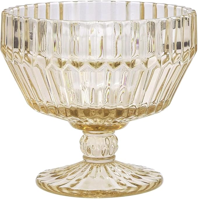 Fortessa Archie Glass, 10 Ounce Footed Dessert Bowl (Set of 6), Ginger Gold
