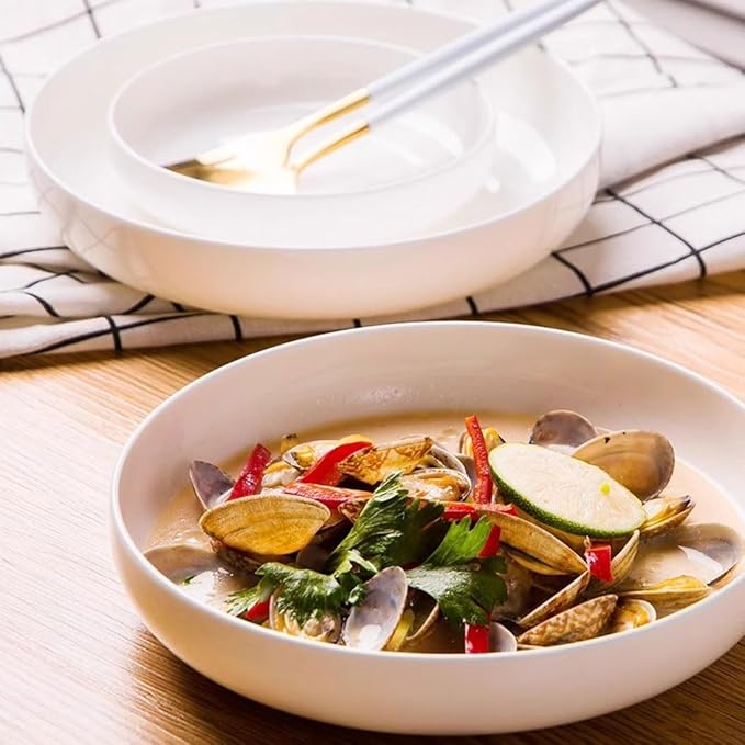 SONGCHAO Party Supplies Household Round Dish Plate Ceramic Soup Plate Dinner Plate Simple Creative Bone China Dish Plate Deep Dish Party Plates (Size : Medium)