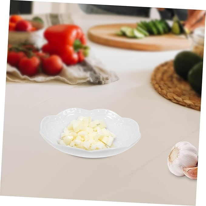 DECHOUS 2pcs Ceramic Dipping Sauce Dish Elegant Flower and Multi-purpose Condiment Plates for Appetizers Fruits Nuts and Seasonings for Table Decor