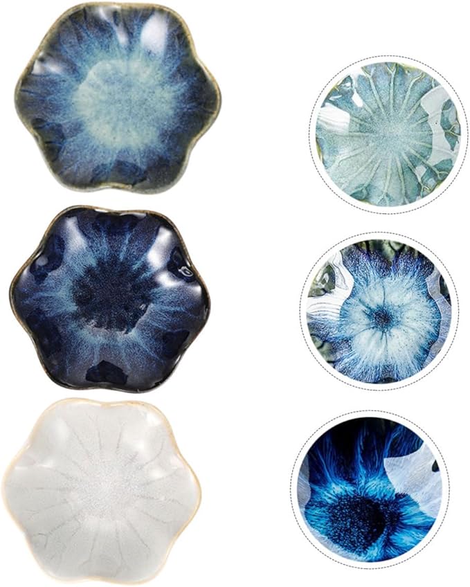 3pcs Assorted Color Ceramic Sauce Dishes Versatile Condiment Plates for Dipping Appetizers for Home Kitchen Parties and Outdoor Use for Soy Sauce Oil Vinegar and More