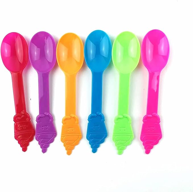50PC Reusable Heavyweight Swirl Spoons, Durable Dessert Spoons for Frozen Yogurt, Ice Cream, and Snacks More(Assorted 5 Colors)