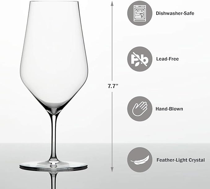 Zalto Short-Stemmed Wine Glasses/Water Glasses - Hand-blown Pure Crystal - Set of 6 Glasses