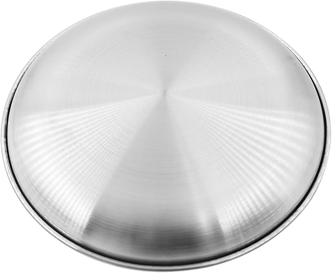 304 Stainless Steel Plates,Silver Round Dinner Dishes,Feeding Serving Camping Plates,Reusable Dinner Plates,Durable Metal Plates, Double Walled Plates for Picnic BBQ Steak 2PCS, 20cm/7.87''