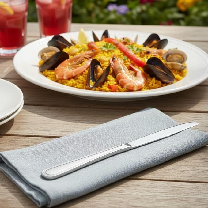 Soro Essentials- 18/8 Stainless Steel Simplicity Hollow Handle Table Knife 13 Gauge Set of 12- Serving Utensils Serving Flatware Cutlery Kitchen Tableware Buffet Serving Utensils for Home Kitchen and Restaurant