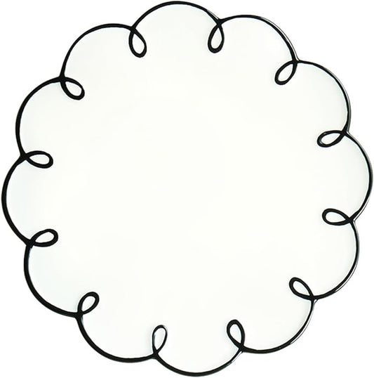 Santa Barbara Design Studio Appetizer Plate Set - 6" Ceramic Dessert Plates with Scalloped Edge, 4-Count, Black Trim