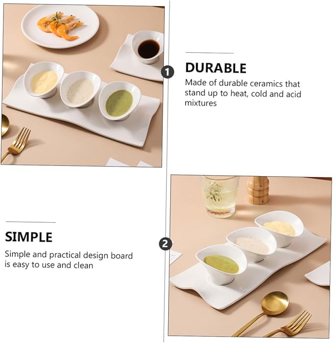 Ciieeo Japanese Style Ceramic Appetizer Plates 1 Set Seasoning Dish Unique Design for Condiments Suitable for Home Use for Dipping Sauces and Snacks