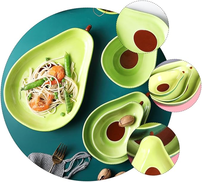 Avocado Shape Ceramic Plate Medium Crack Resistant Fruit Serving Platter Appetizer Dish for Parties Family Gatherings Weddings Lightweight Food Container
