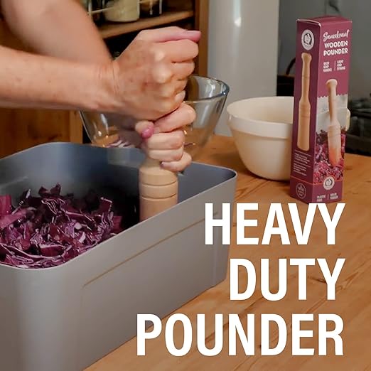 Sauerkraut Pounder - Solid Wooden Tamper for Sauerkraut Kimchi and Meat Tenderizing