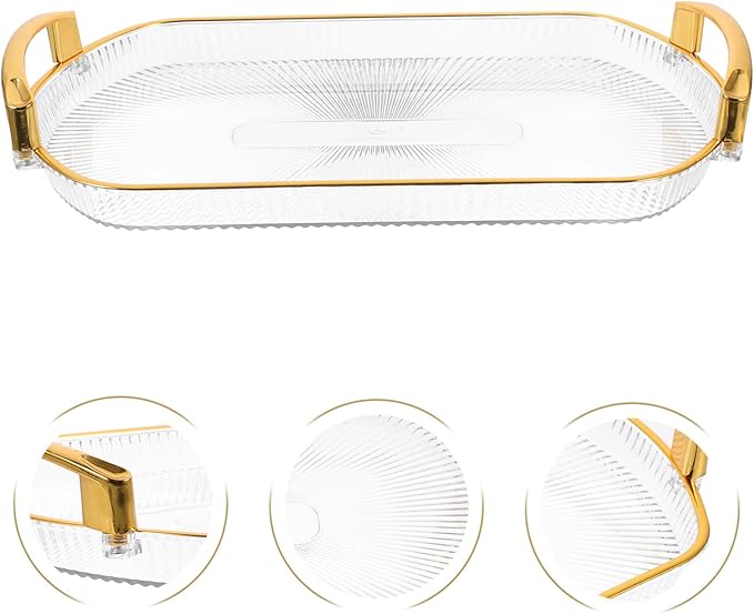 POPETPOP Fruit Serving Tray Handles Rectangle Snack Plate for Fruits Desserts Jewelry Reusable Storage Organizer for Parties and Picnics