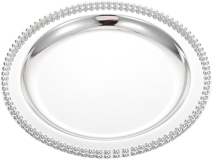 Garneck Metal Fruit Tray 25Cm Thickened Silver Serving Tray for Dried Fruits Dessert Cupcakes Household Snack Holder for Party Buffet and Home Decor