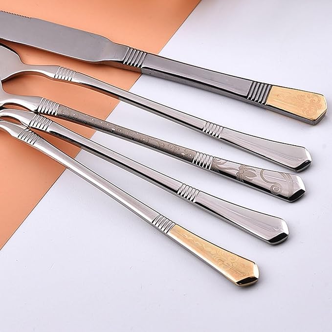 Deluxe 56 Piece Gold Silverware Set for 8 Stainless Steel Flatware Set with Knife/Fork/Spoon,Cutlery Set for Home and Kitchen,Utensil Set with Dishwasher Safe，Gift Package for Wedding Housewarming