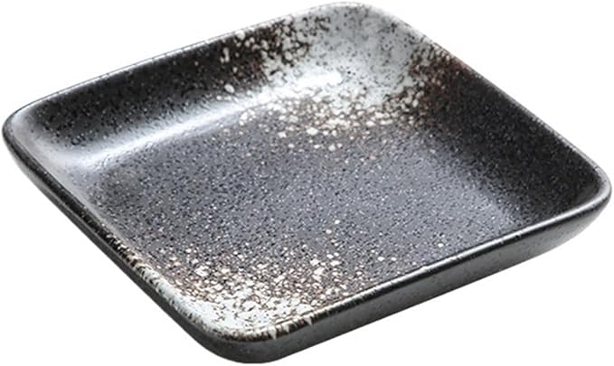 Sauce Dish Ceramic Square Plate Commercial Cuisine Grilled Meat Small Dishes Snack Plate Restaurant Tableware Household Ceramic Plate Snack Plate(B)