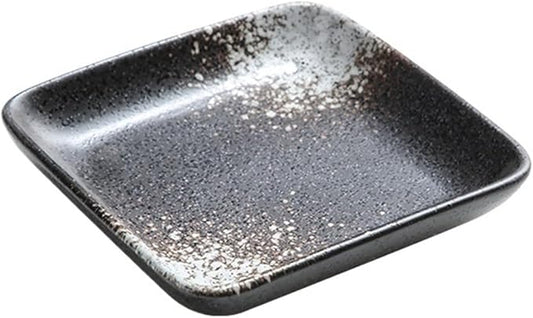 Sauce Dish Ceramic Square Plate Commercial Cuisine Grilled Meat Small Dishes Snack Plate Restaurant Tableware Household Ceramic Plate Snack Plate(B)