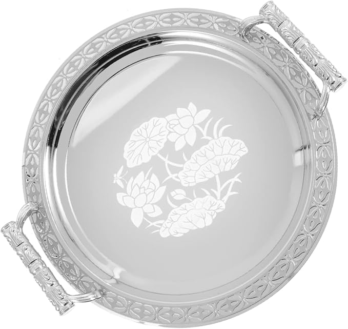 Stainless Steel European Style Dessert Serving Tray Elegant Fruit Snack Platter Portable Lightweight Storage Plate for Kitchen and Buffet Use