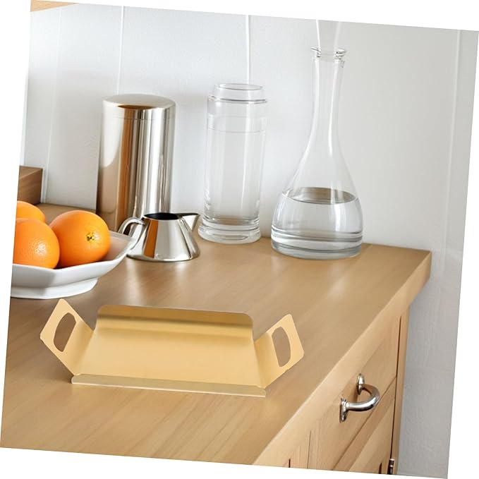 Healifty Stainless Steel Serving Tray with Handles Versatile Buffet Platter for Desserts BBQ and Tea Elegant Thickened Design Finish for Home and Restaurant Use