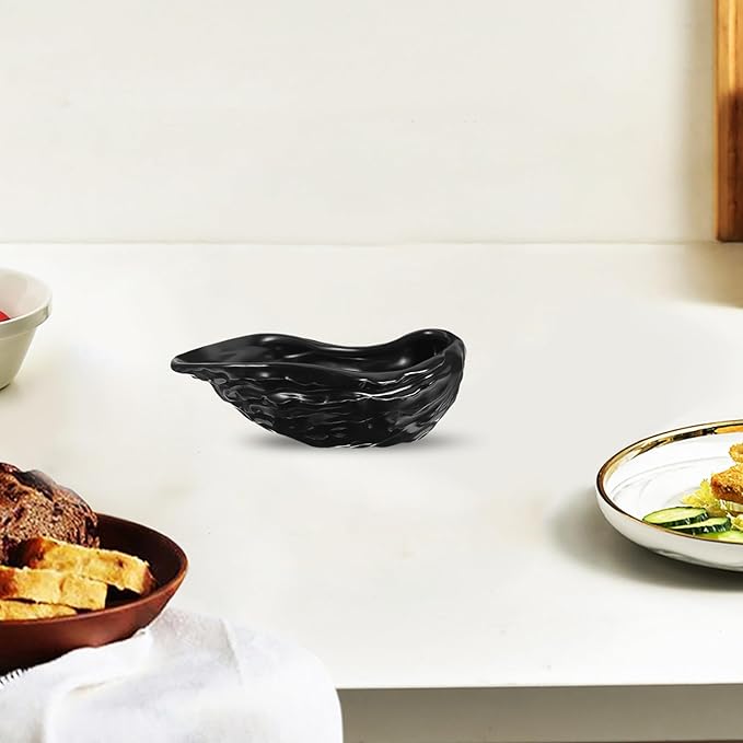 SAFIGLE Ceramic Oyster Shell Plate Matte Black Serving Dish for Seafood Appetizers Dessert Plates Party Dining Tableware