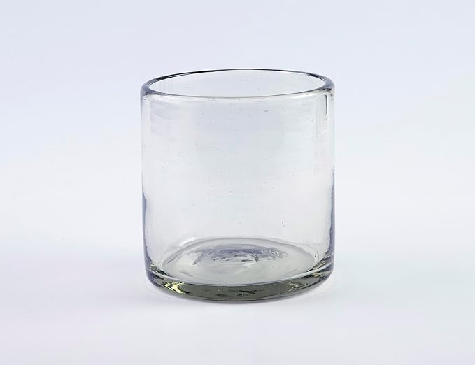 Handmade con Amor - 7 oz Hand Blown Mexican Drinking Glasses - Set of 2, 7 fl oz each, Clear