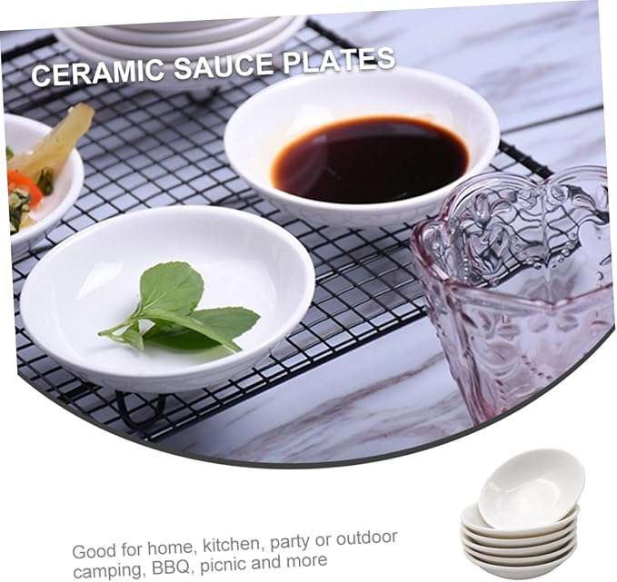 6pcs Ceramic Sauce Serving Plates Appetizer Holders for Condiments Dipping Elegant Design for Family Gatherings Restaurants Picnics
