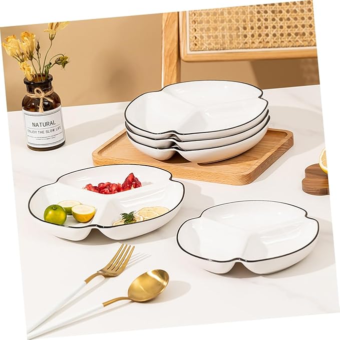 VOSAREA Divided Dinner Plate Ceramic Plate Portion Control Dinnerware for Salad Dessert Dish Adult Decorative Home Tableware