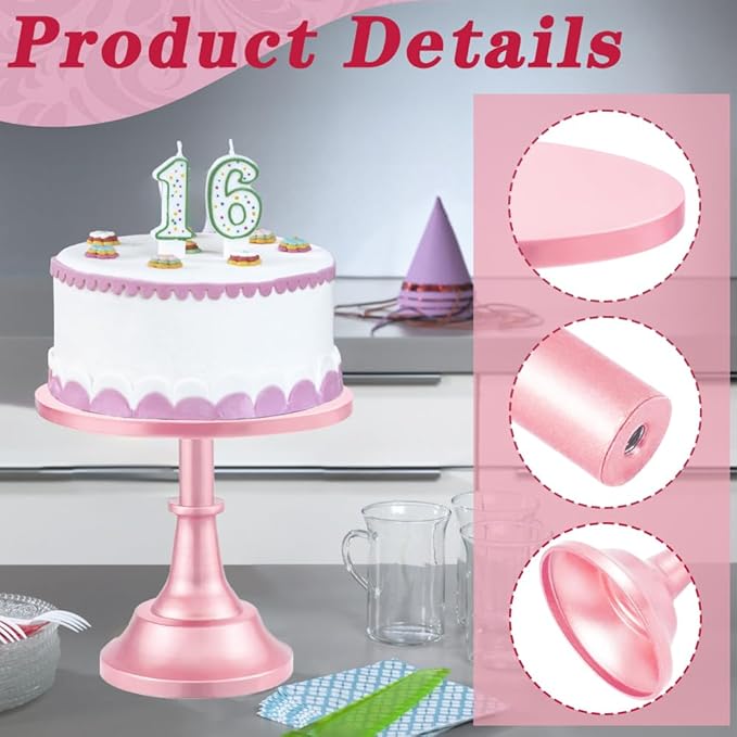 3 Pcs Cake Stand with 20Pcs Cakeboard Round, Cake Stand Set Disc Diameter 8" 10" 12", Perfect Dessert Table Display Set, Cupcake&Cake Stands for Party, Wedding, Birthday (Pink)